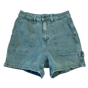 Universal Thread Womens 2 High Rise‎ Midi Cargo Denim Shorts Green Punk Skater